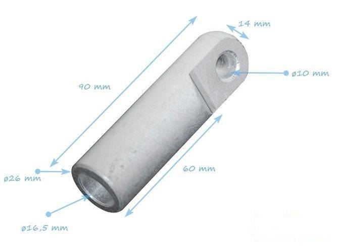 Embout en aluminium pour corde de 16 mm avec boulon à œil