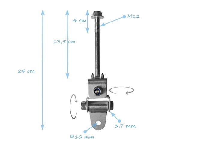 Crochet pivotant en métal ERGO avec filetage M12