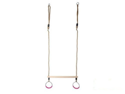 Trapèze Balançoire en Bois avec Anneaux de Gymnastique 