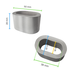Anneau ovale en aluminium 28 mm 18EK