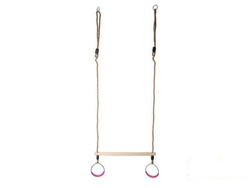 Trapèze Balançoire en Bois avec Anneaux de Gymnastique 