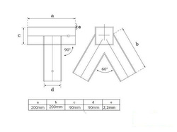 2 x Raccord balançoire 90x90 mm, 90°