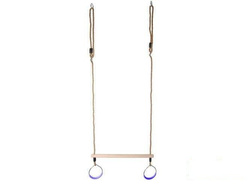 Trapèze Balançoire en Bois avec Anneaux de Gymnastique 