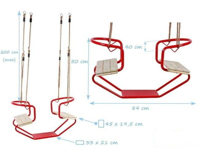 Balançoire Double en métal Club PANDA