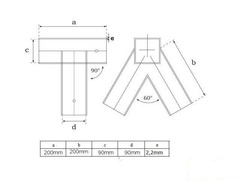 2 x Raccord balançoire 90x90 mm, 90°