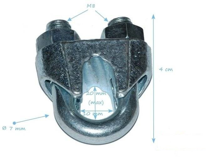 Pièce de Serrage pour Corde Ø10 mm DIN741