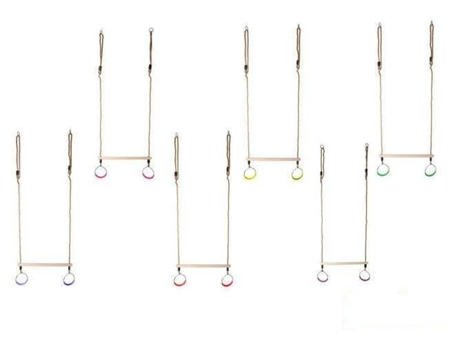 Trapèze Balançoire en Bois avec Anneaux de Gymnastique