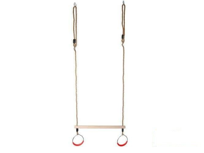 Trapèze Balançoire en Bois avec Anneaux de Gymnastique