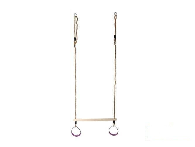 Trapèze Balançoire en Bois avec Anneaux de Gymnastique