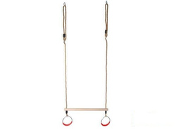 Trapèze Balançoire en Bois avec Anneaux de Gymnastique 