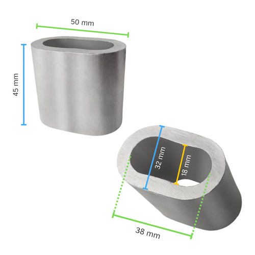 Anneau ovale en aluminium 45 mm 18E