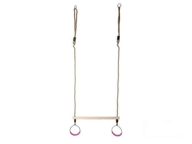 Trapèze Balançoire en Bois avec Anneaux de Gymnastique