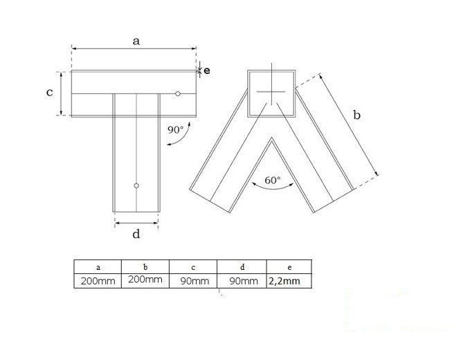2 x Raccord balançoire 90x90 mm, 90°