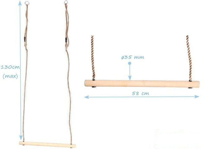 Trapèze en Bois à l'aire de jeux