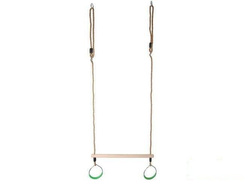 Trapèze Balançoire en Bois avec Anneaux de Gymnastique