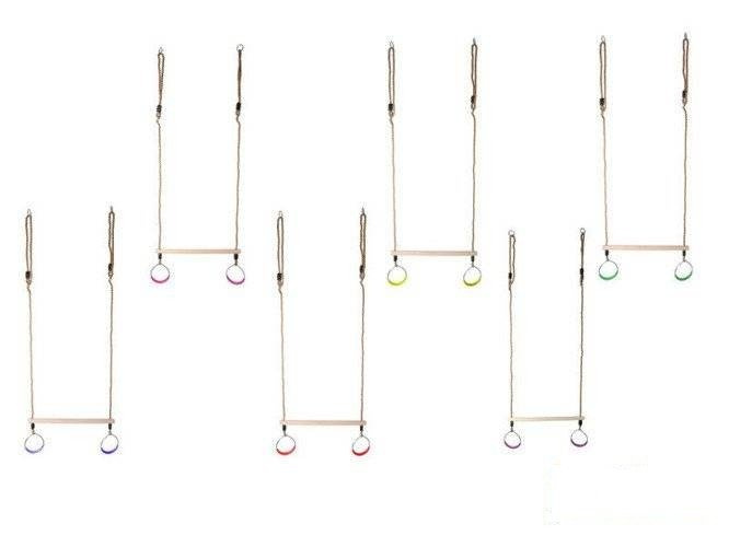 Trapèze Balançoire en Bois avec Anneaux de Gymnastique