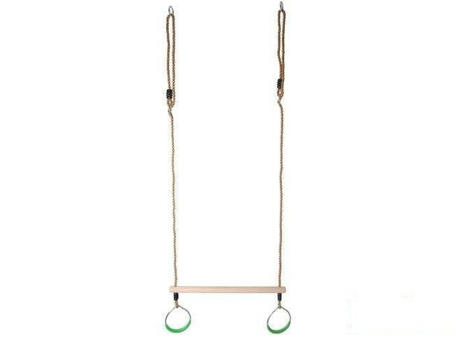 Trapèze Balançoire en Bois avec Anneaux de Gymnastique