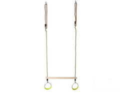 Trapèze Balançoire en Bois avec Anneaux de Gymnastique