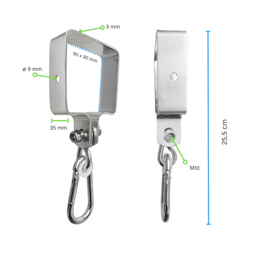 Crochet de balançoire 9x9 cm Carré