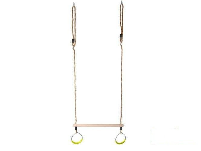 Trapèze Balançoire en Bois avec Anneaux de Gymnastique