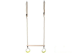 Trapèze Balançoire en Bois avec Anneaux de Gymnastique