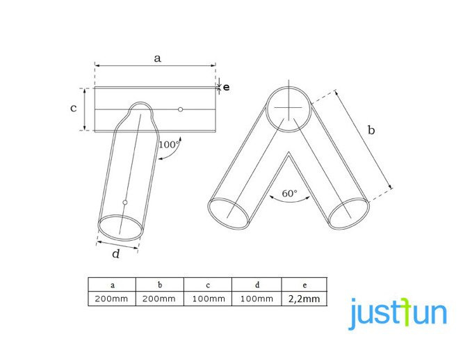 2 x Raccord balançoire Rond Ø100 mm, 100°