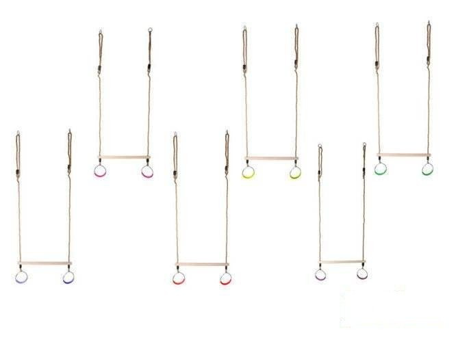 Trapèze Balançoire en Bois avec Anneaux de Gymnastique