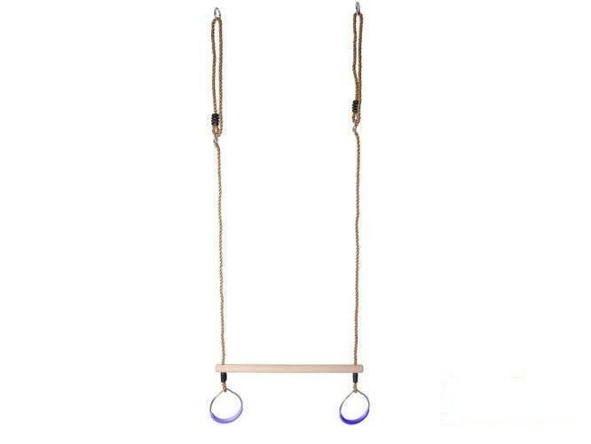 Trapèze Balançoire en Bois avec Anneaux de Gymnastique