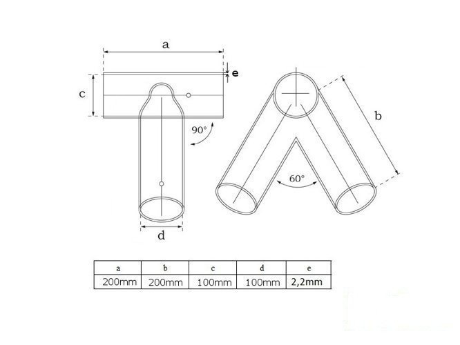 Raccord balançoire Rond Ø100 mm, 90°